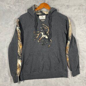 Legendary Whitetails Hoodie Mens Medium Grey Camo Pullover Hunting Deer